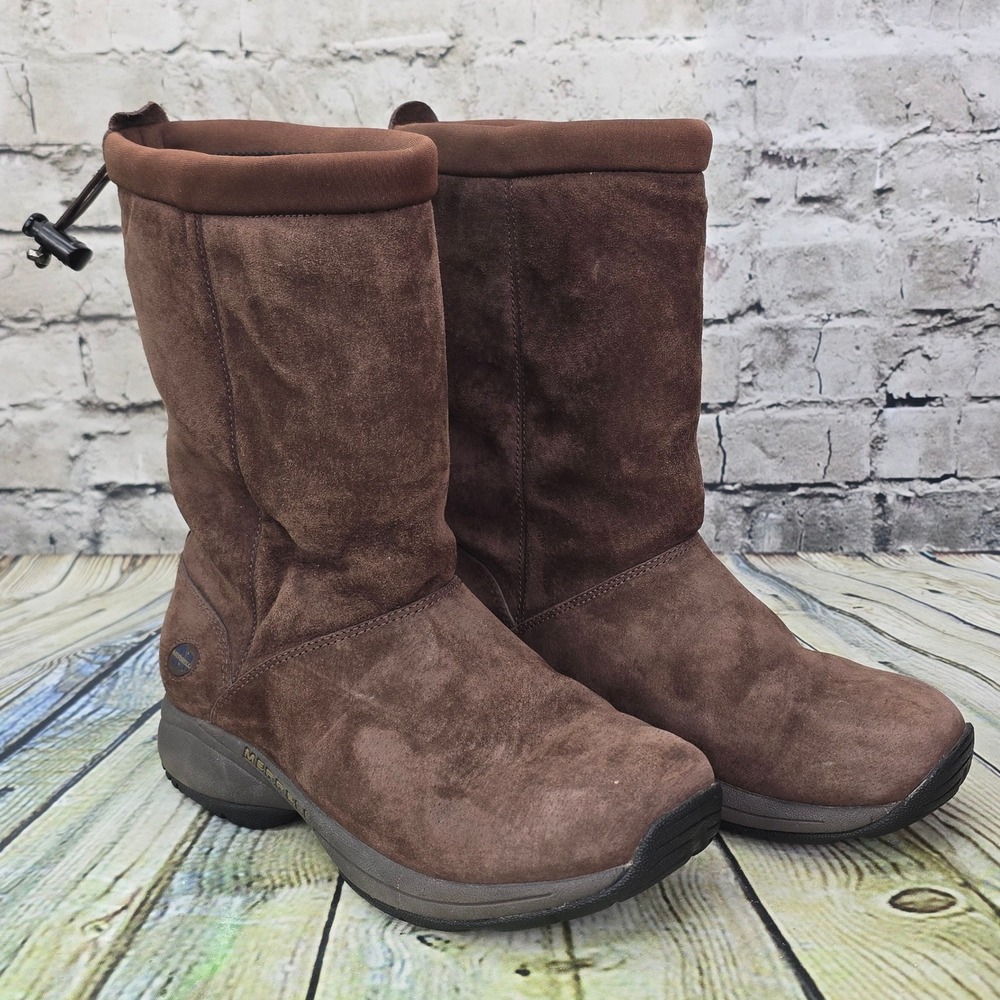 Merrell Primo Chill Massif Boots Womens 7 Brown Suede Faux Fur Winter Snow Boots